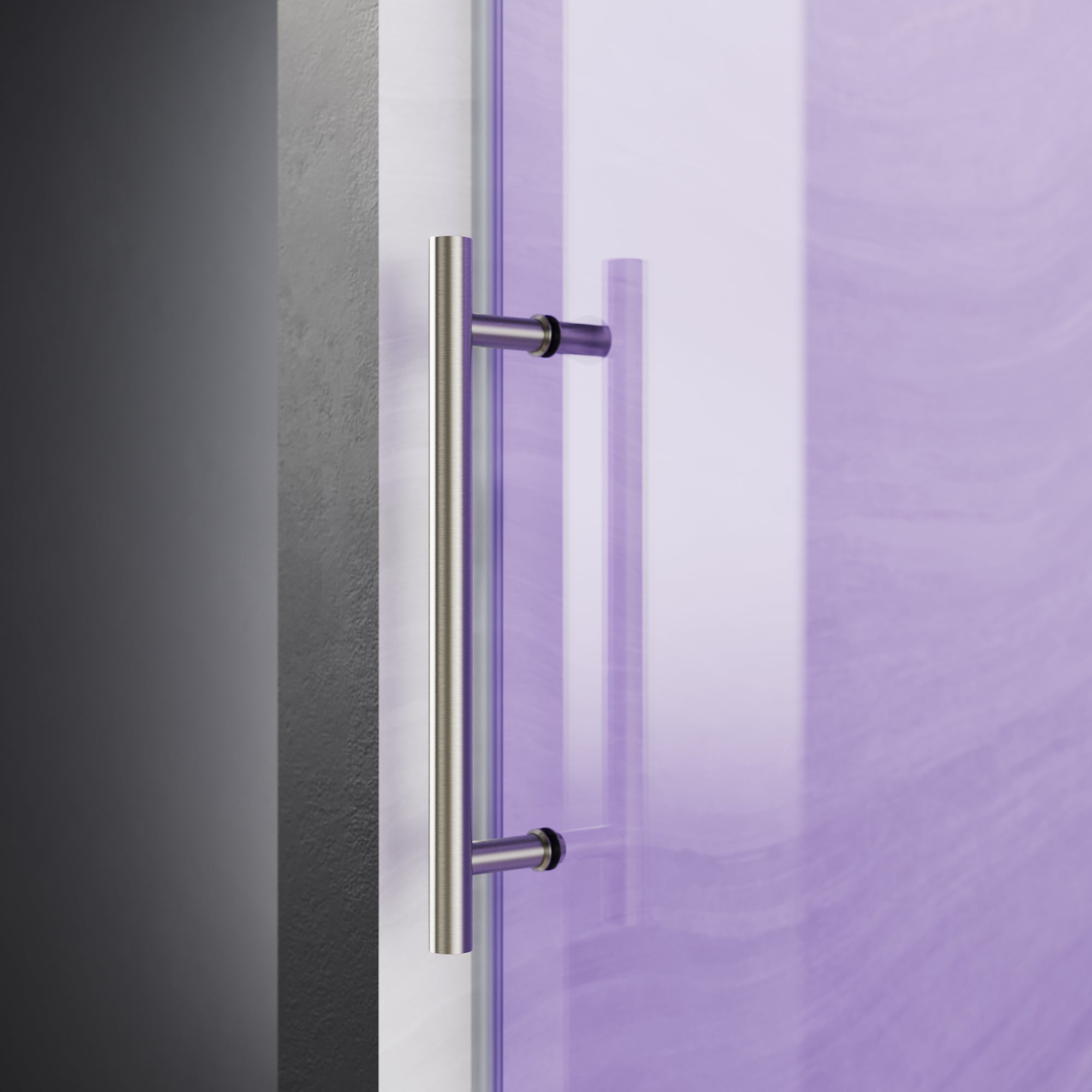 SUNNY SHOWER Custom Gradient Glass Double Sliding Shower Doors, Black Finish / Bright Silver / Brushed Silver