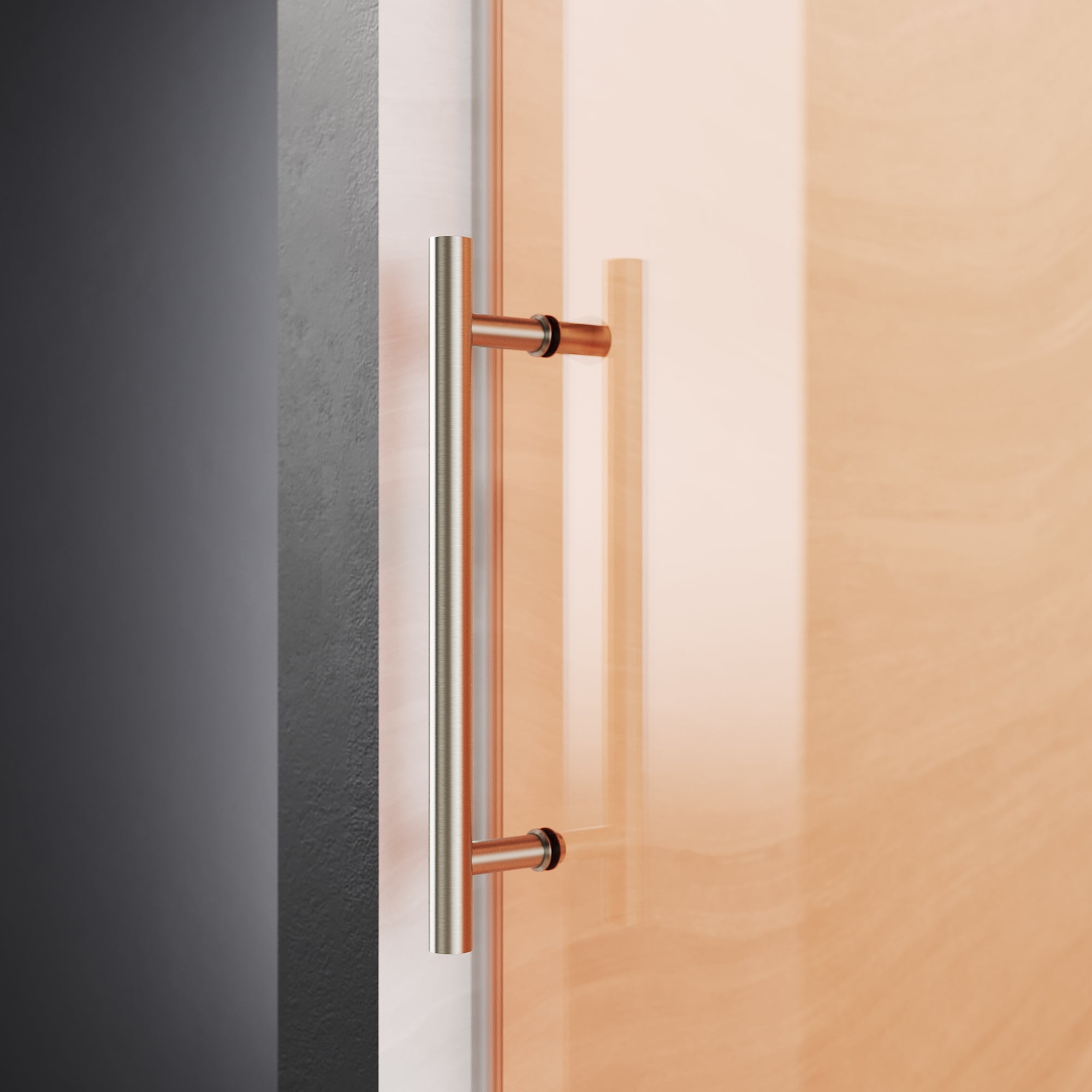 SUNNY SHOWER Custom Gradient Glass Double Sliding Shower Doors, Black Finish / Bright Silver / Brushed Silver