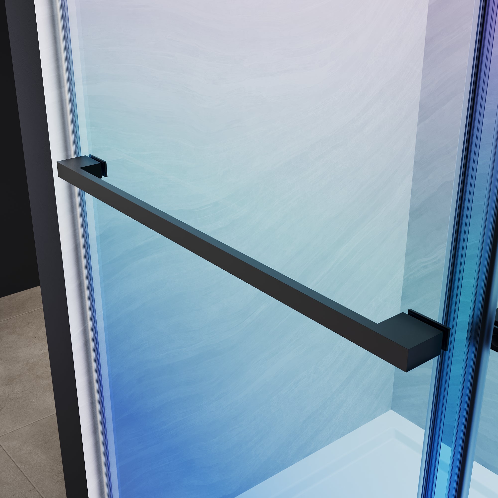 SUNNY SHOWER Custom Gradient Glass Double Sliding Shower Doors, Multi-Size & Multi-Finish Options