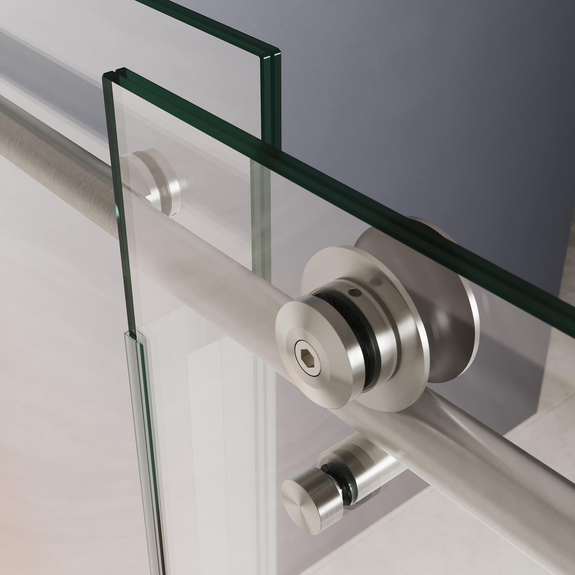 SUNNY SHOWER Custom Gradient Glass Double Sliding Shower Doors, Black Finish / Bright Silver / Brushed Silver