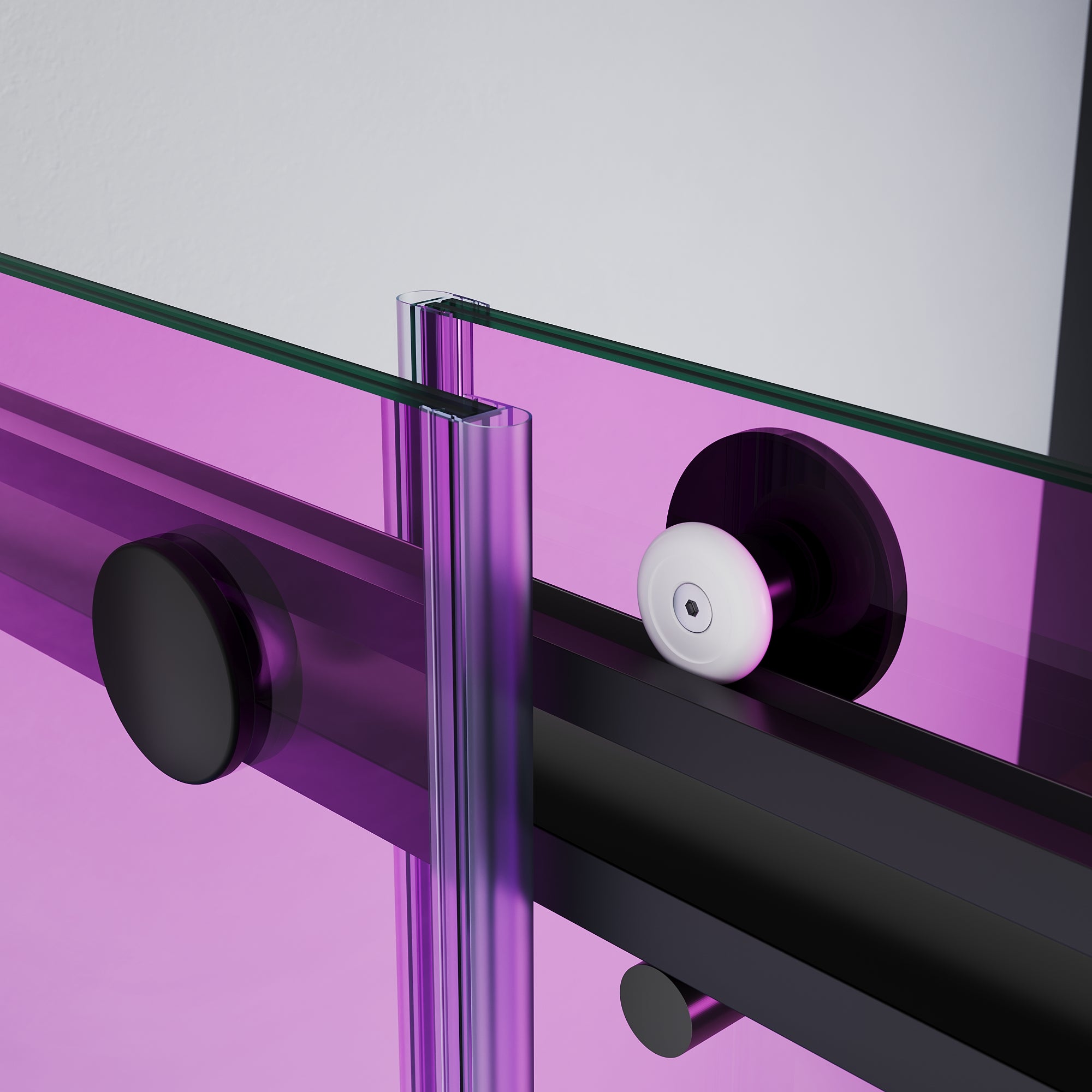 SUNNY SHOWER Custom Gradient Glass Double Sliding Shower Doors, Multi-Size & Multi-Finish Options