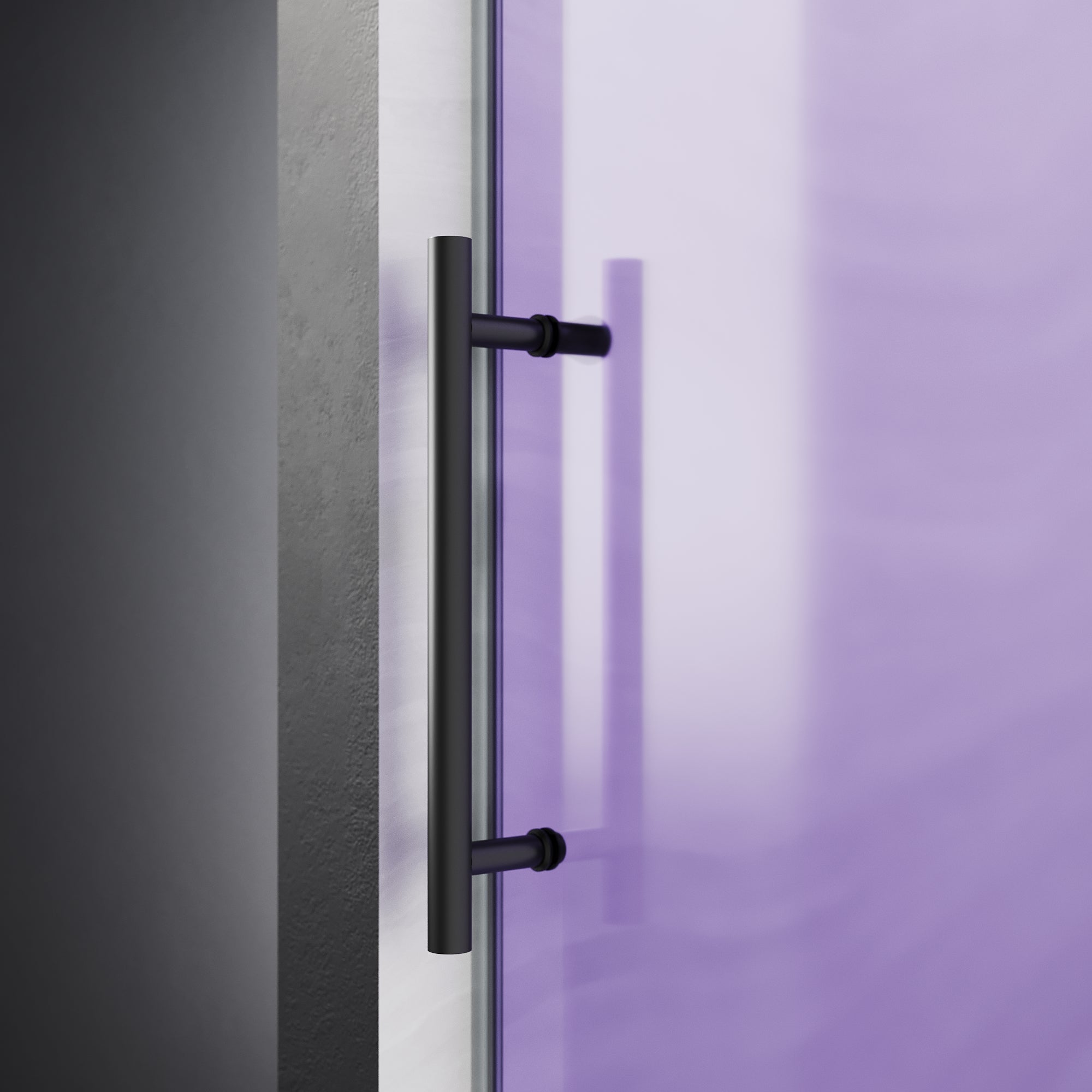 SUNNY SHOWER Custom Gradient Glass Double Sliding Shower Doors, Black Finish / Bright Silver / Brushed Silver