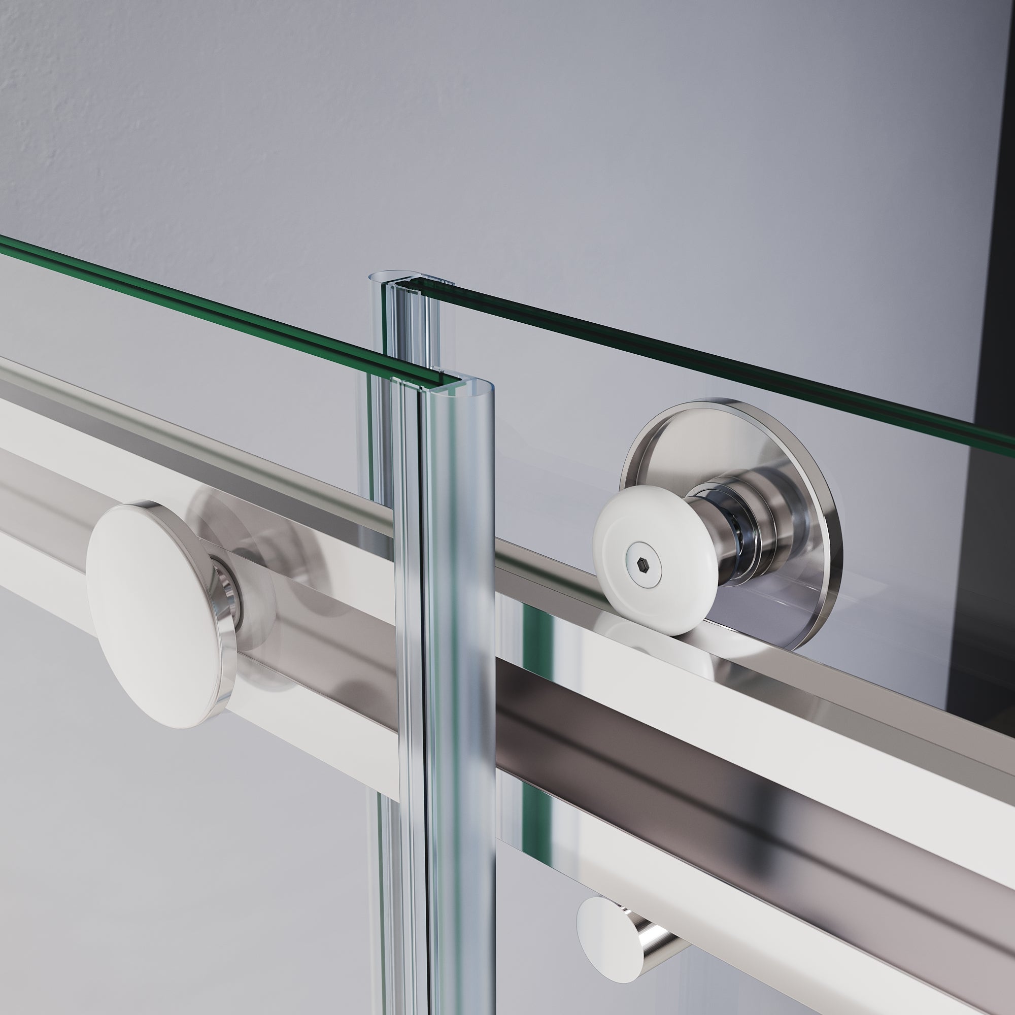 SUNNY SHOWER Custom Gradient Glass Double Sliding Shower Doors, Multi-Size & Multi-Finish Options