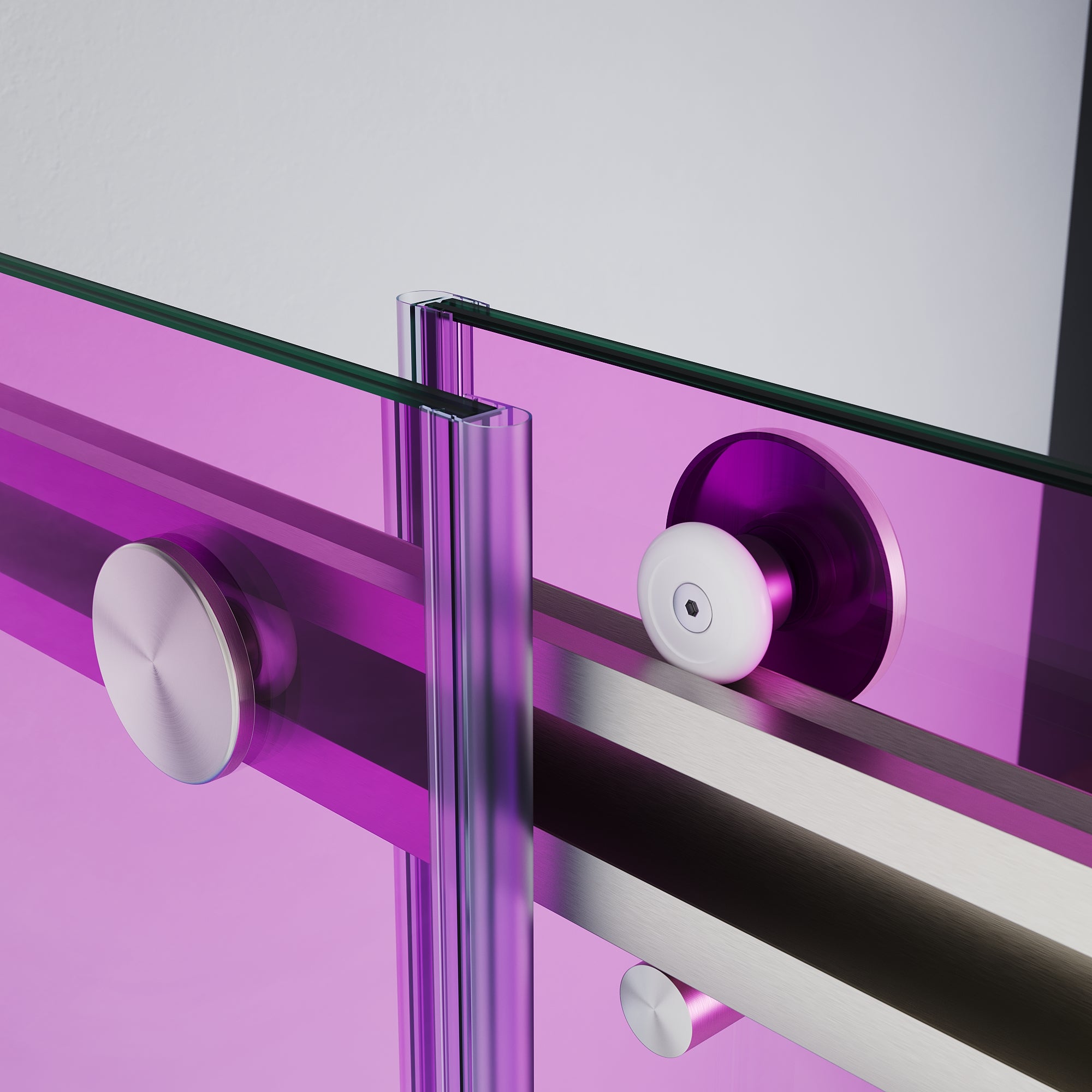 SUNNY SHOWER Custom Gradient Glass Double Sliding Shower Doors, Multi-Size & Multi-Finish Options