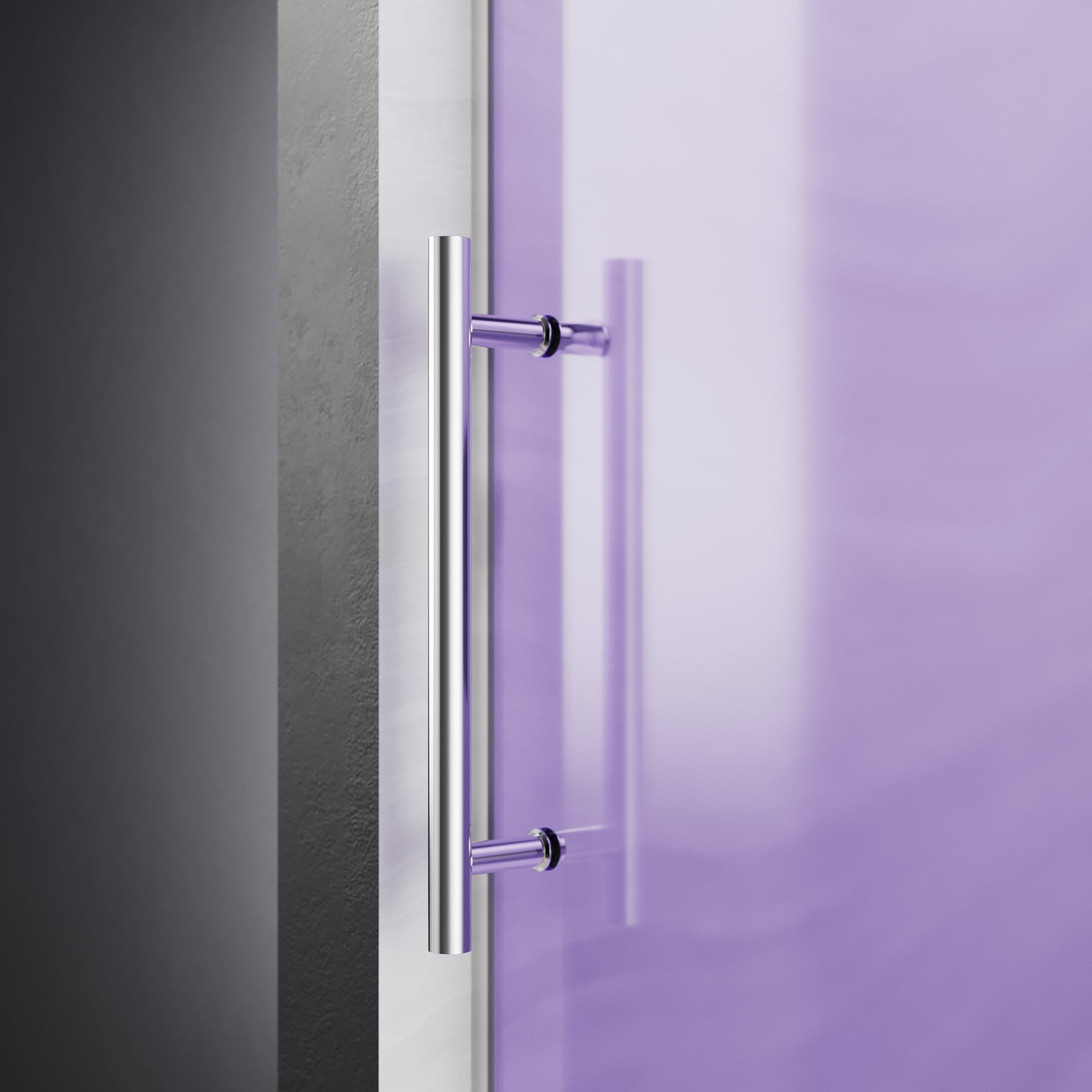 SUNNY SHOWER Custom Gradient Glass Double Sliding Shower Doors, Black Finish / Bright Silver / Brushed Silver