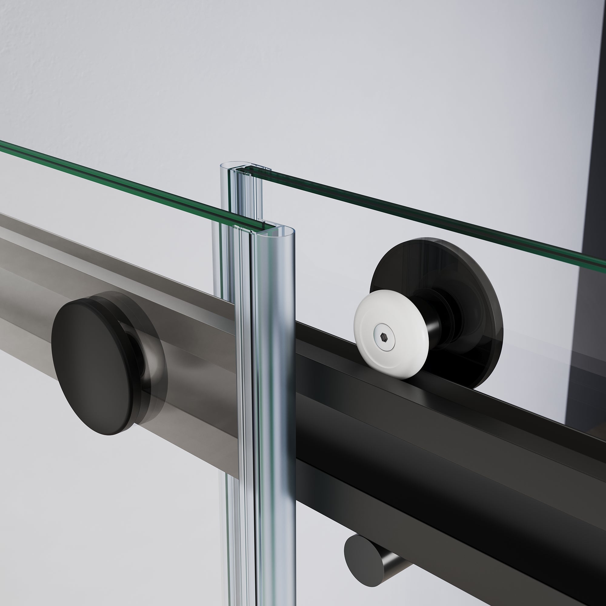 SUNNY SHOWER Custom Gradient Glass Double Sliding Shower Doors, Multi-Size & Multi-Finish Options