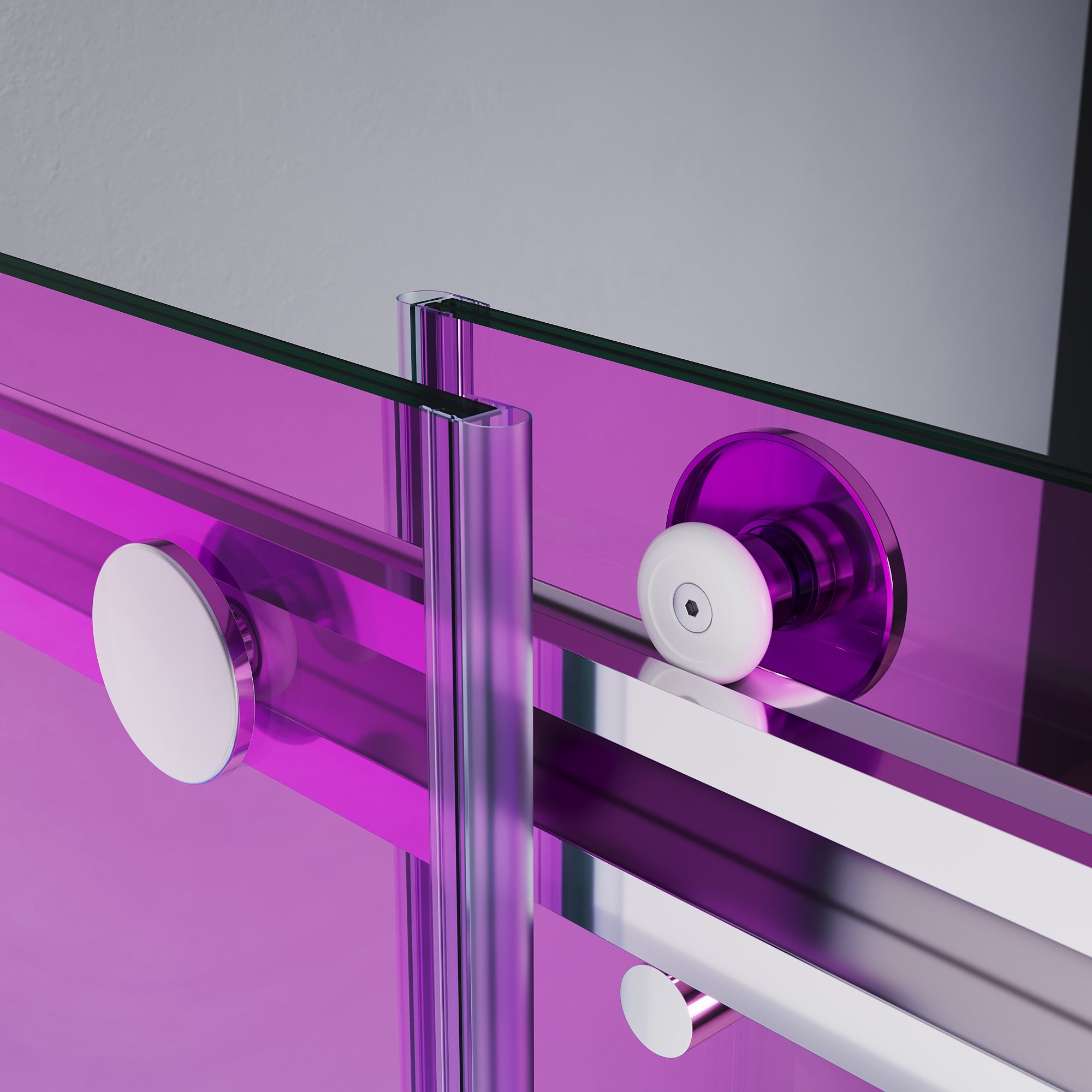 SUNNY SHOWER Custom Gradient Glass Double Sliding Shower Doors, Multi-Size & Multi-Finish Options