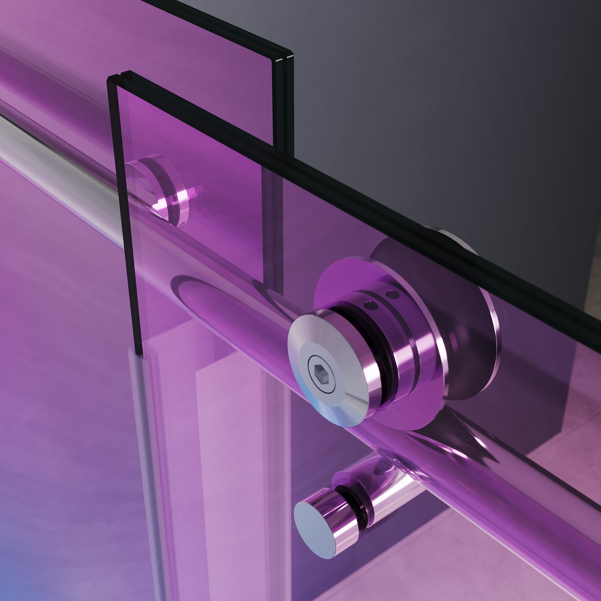 SUNNY SHOWER Custom Gradient Glass Double Sliding Shower Doors, Black Finish / Bright Silver / Brushed Silver