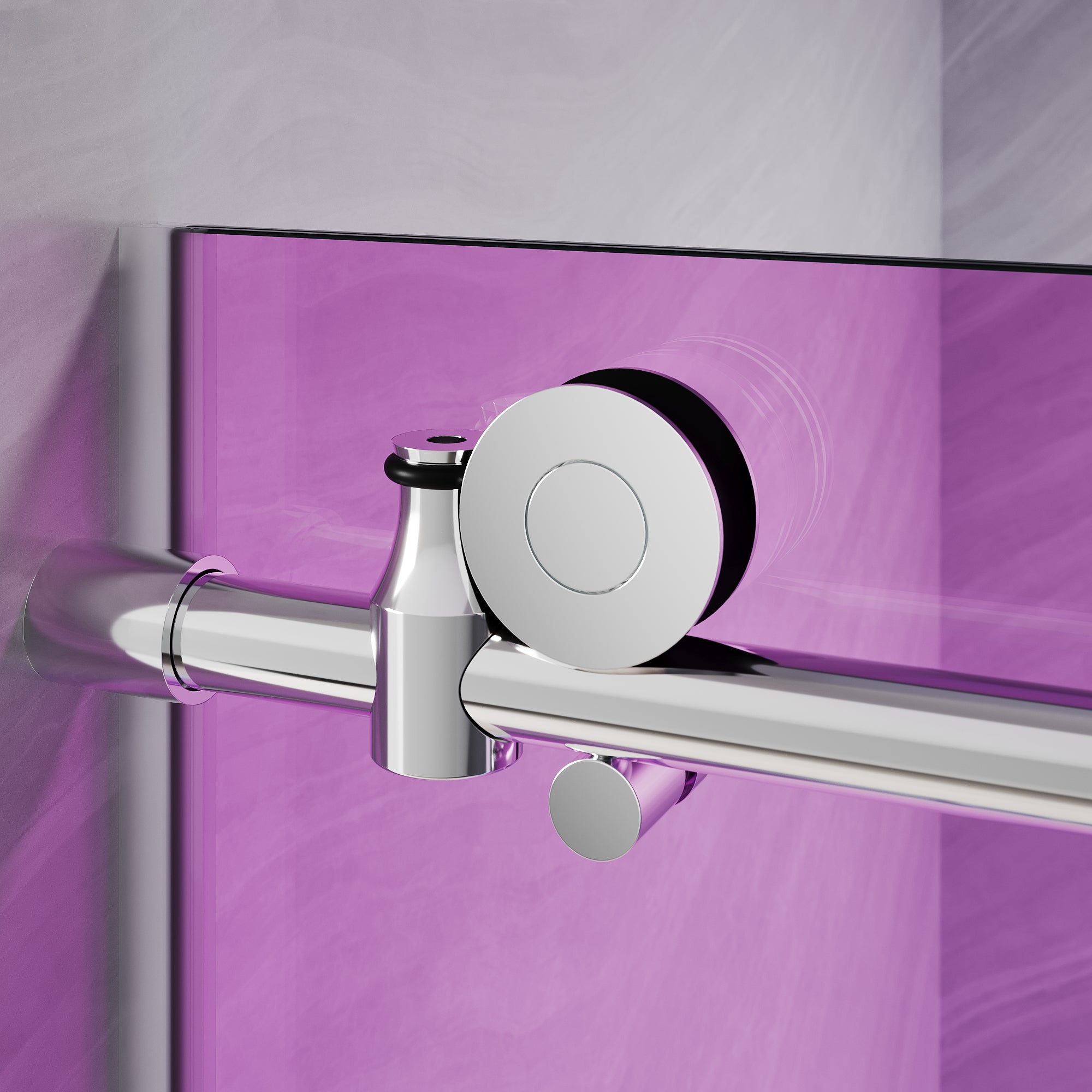 SUNNY SHOWER Custom Gradient Glass Double Sliding Shower Doors, Black Finish / Bright Silver / Brushed Silver