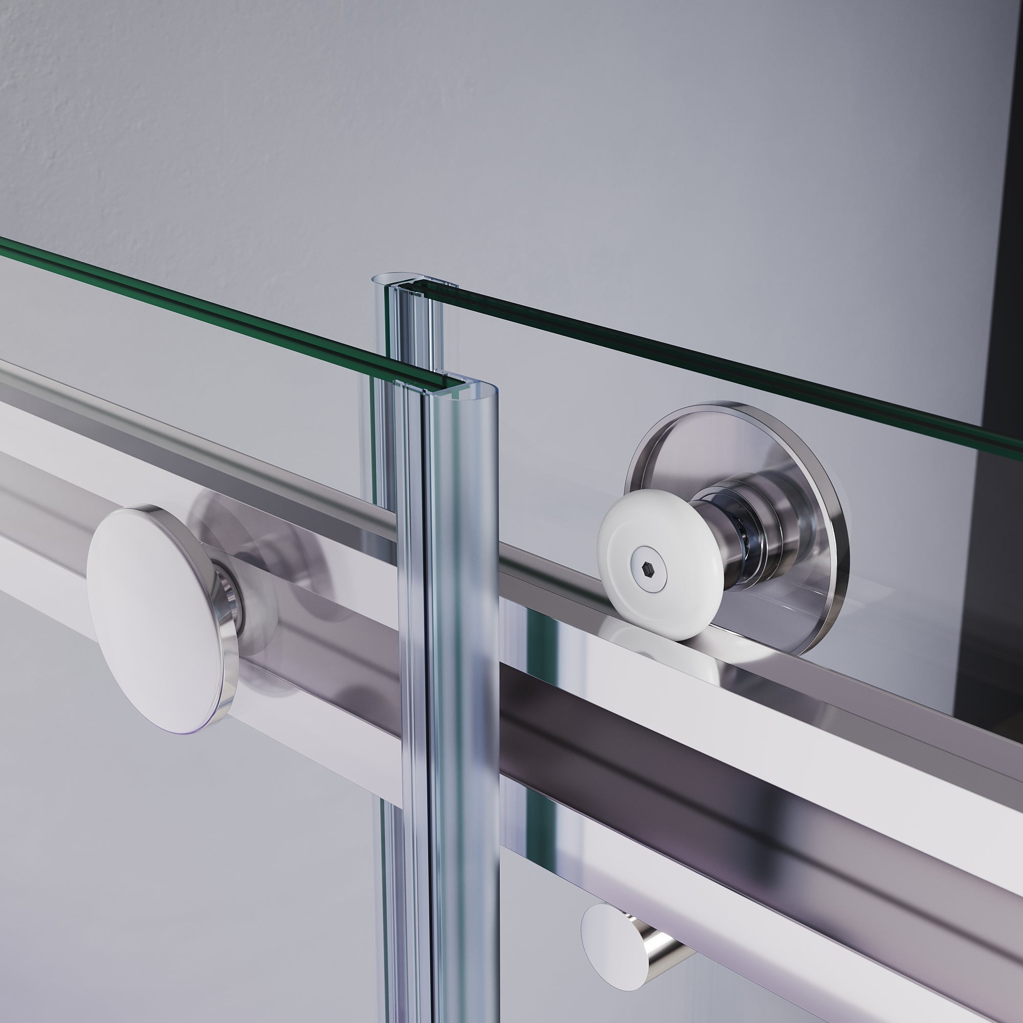 SUNNY SHOWER Custom Gradient Glass Double Sliding Shower Doors, Multi-Size & Multi-Finish Options