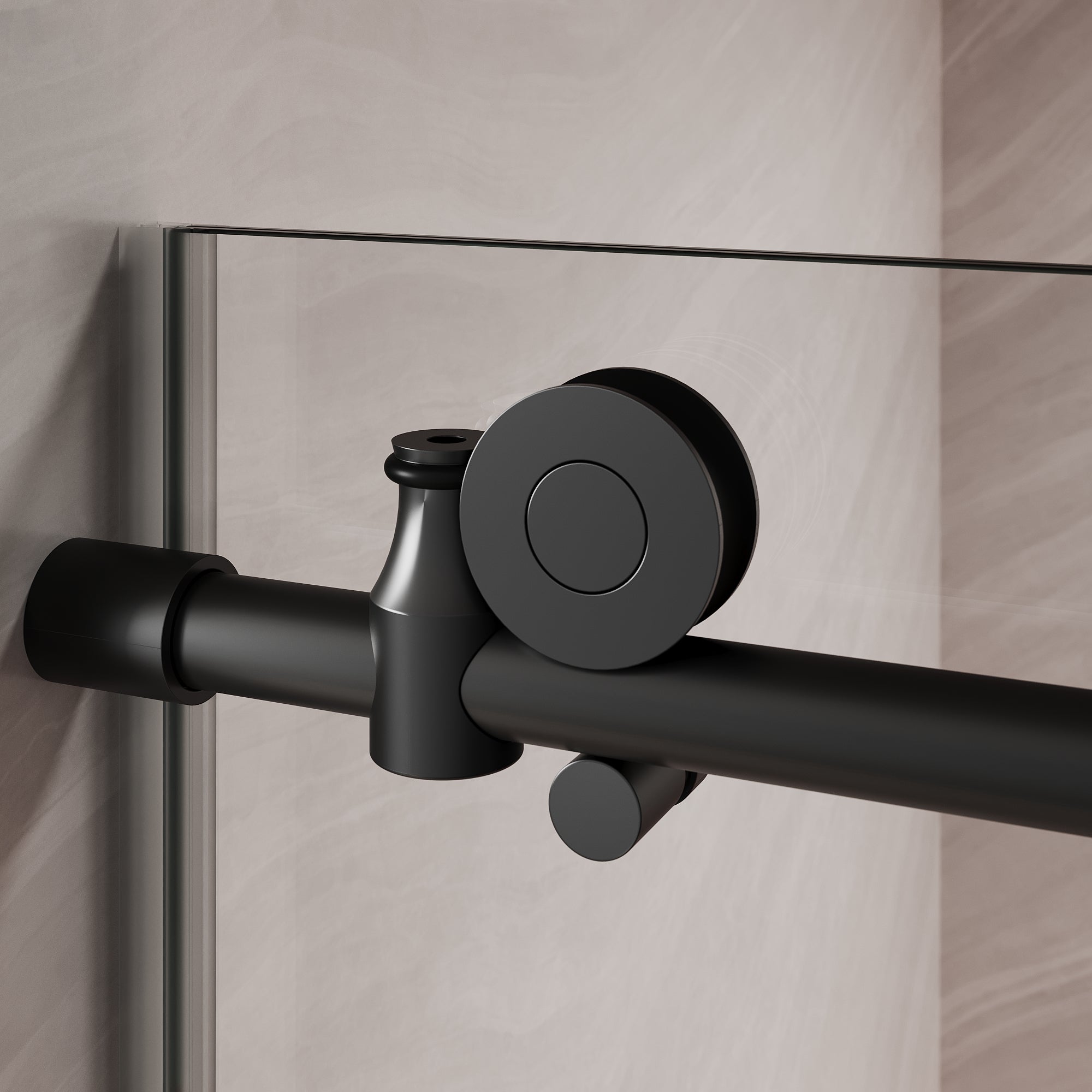 SUNNY SHOWER Custom Gradient Glass Double Sliding Shower Doors, Black Finish / Bright Silver / Brushed Silver