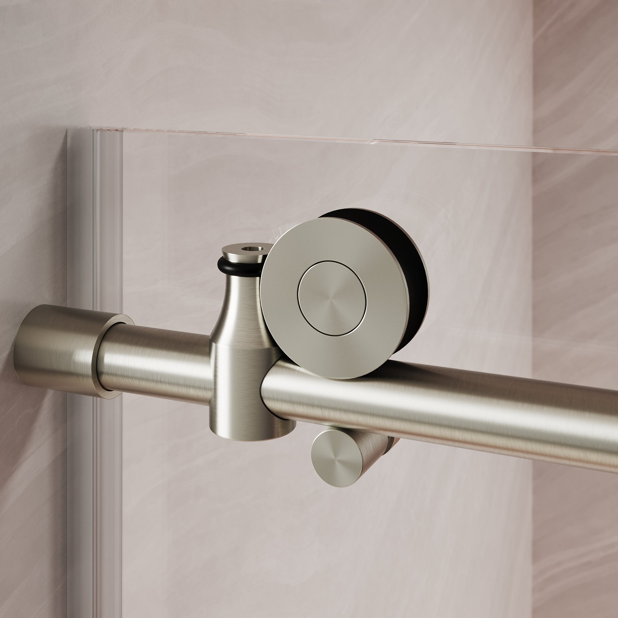 SUNNY SHOWER Custom Gradient Glass Double Sliding Shower Doors, Black Finish / Bright Silver / Brushed Silver