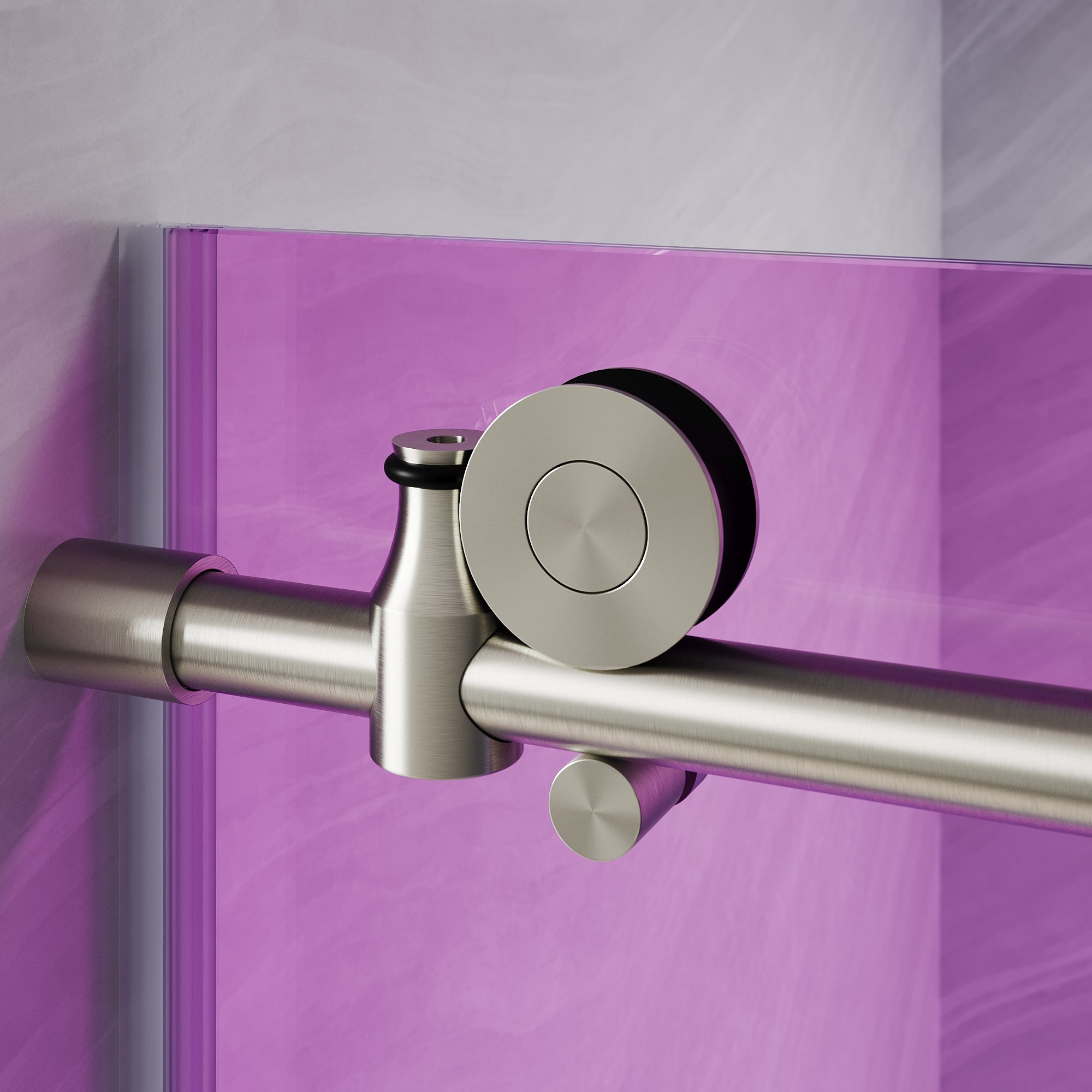 SUNNY SHOWER Custom Gradient Glass Double Sliding Shower Doors, Black Finish / Bright Silver / Brushed Silver