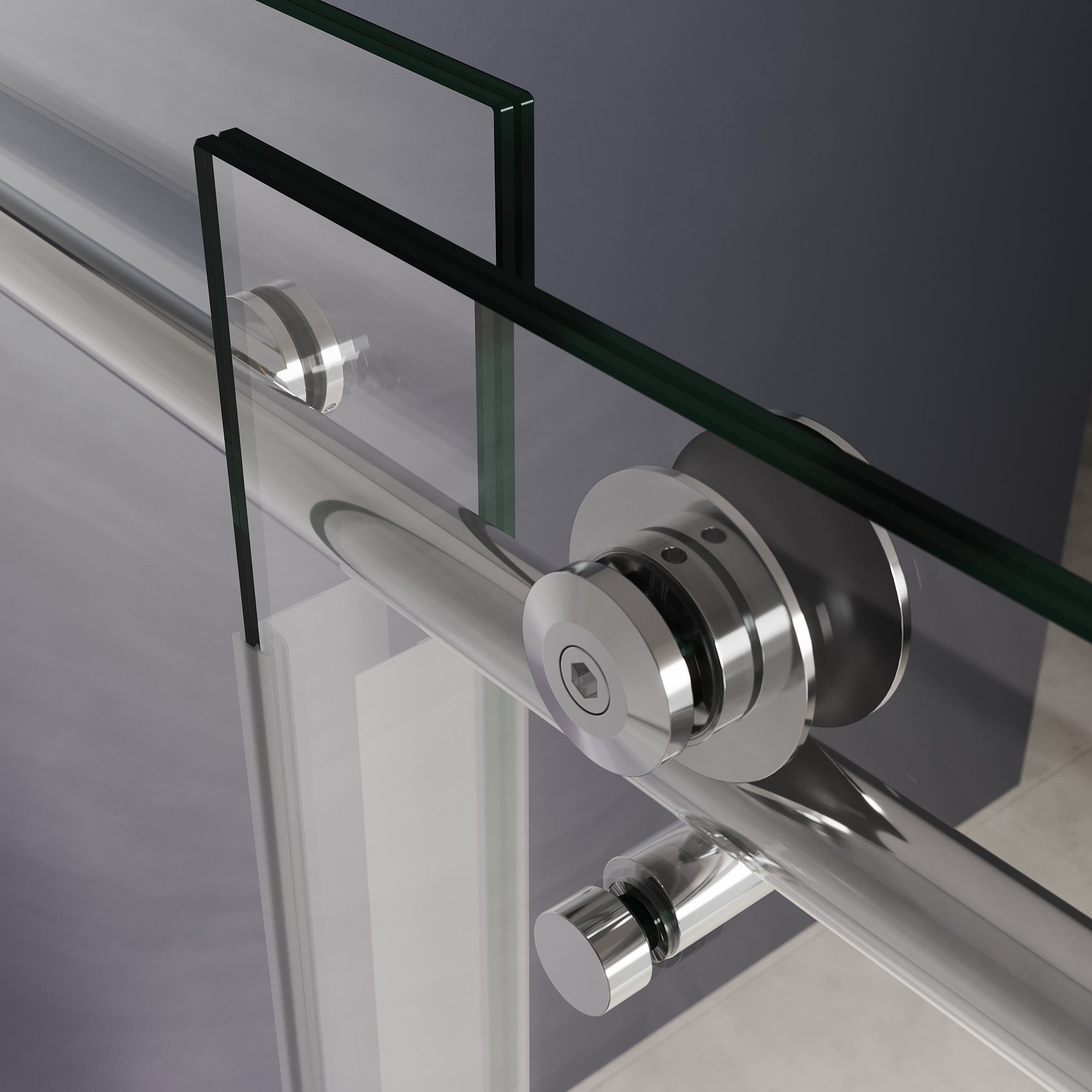 SUNNY SHOWER Custom Gradient Glass Double Sliding Shower Doors, Black Finish / Bright Silver / Brushed Silver