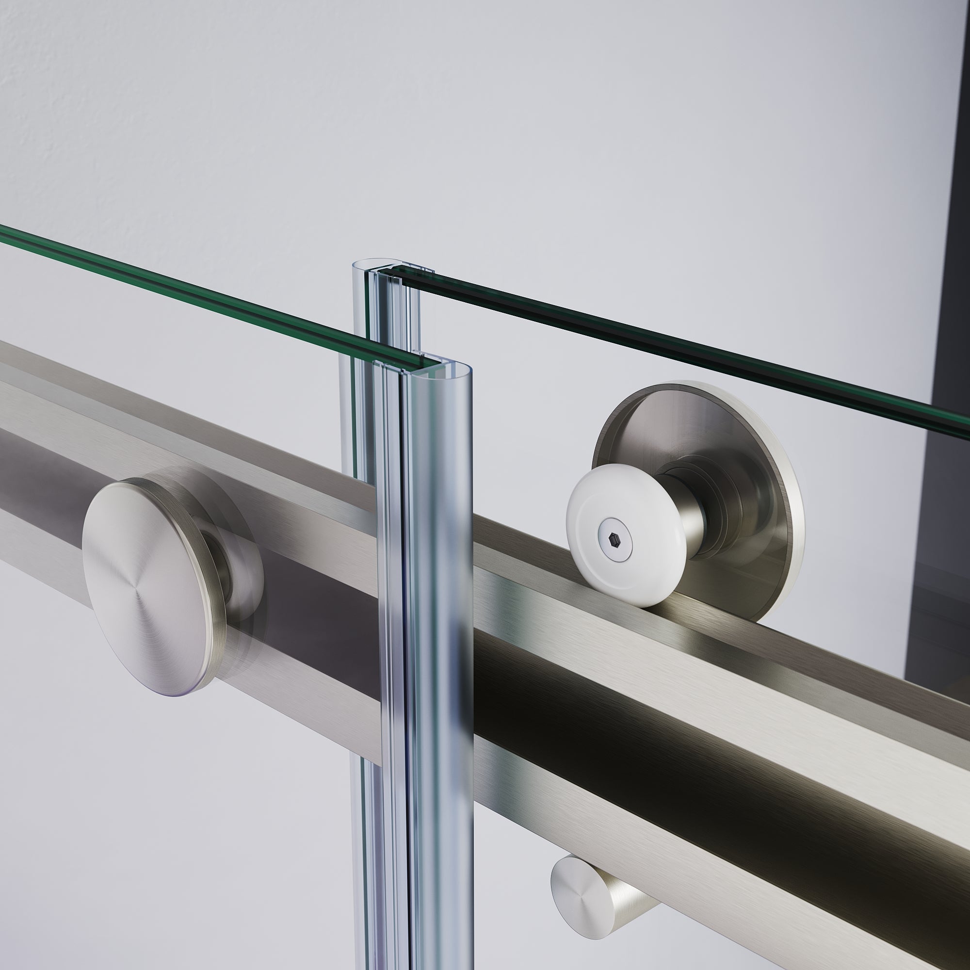 SUNNY SHOWER Custom Gradient Glass Double Sliding Shower Doors, Multi-Size & Multi-Finish Options