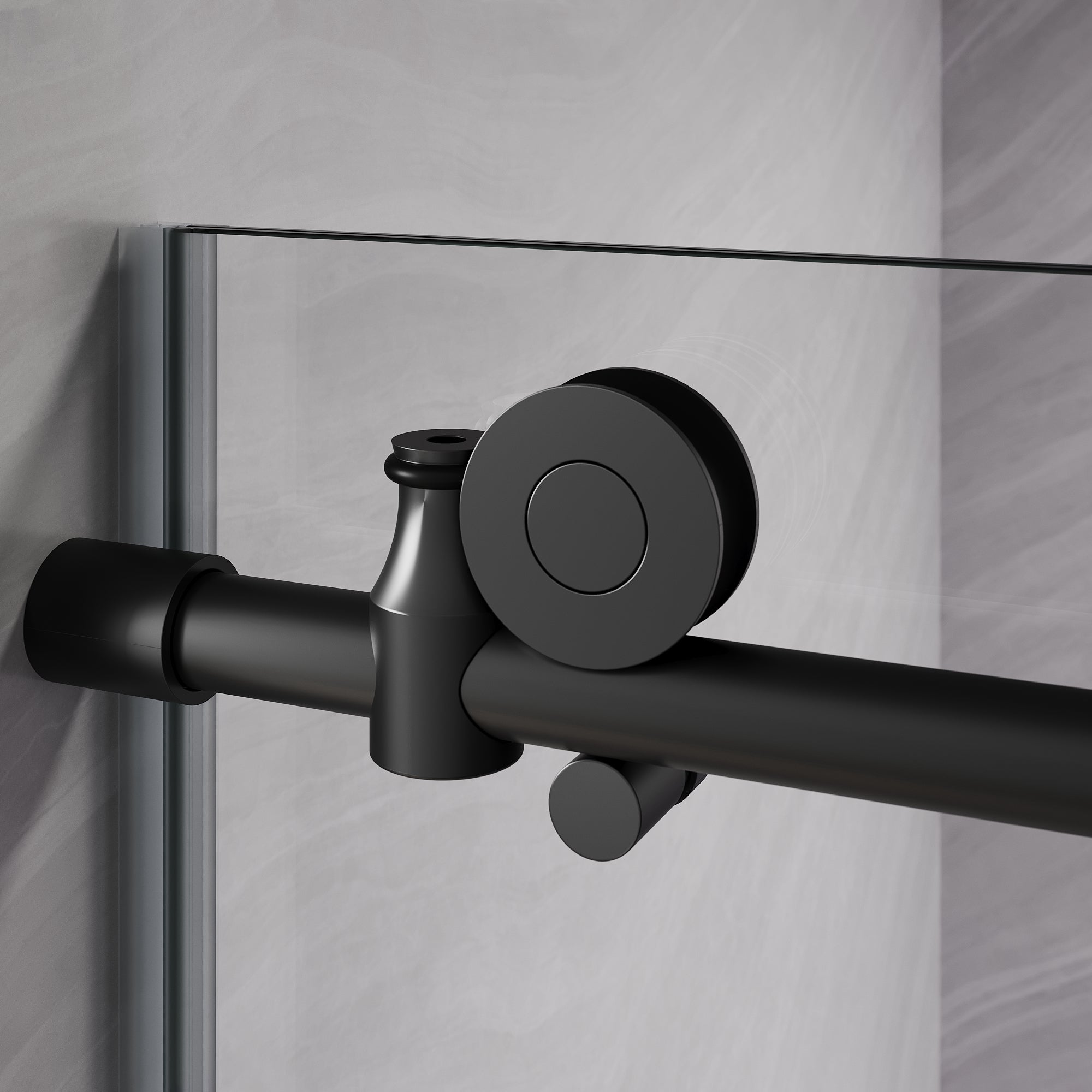 SUNNY SHOWER Custom Gradient Glass Double Sliding Shower Doors, Black Finish / Bright Silver / Brushed Silver