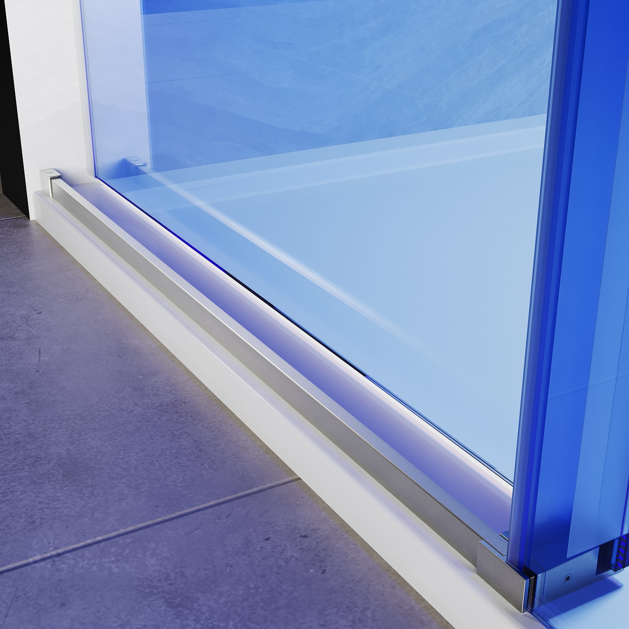 SUNNY SHOWER Custom Gradient Glass Double Sliding Shower Doors, Black Finish / Bright Silver / Brushed Silver