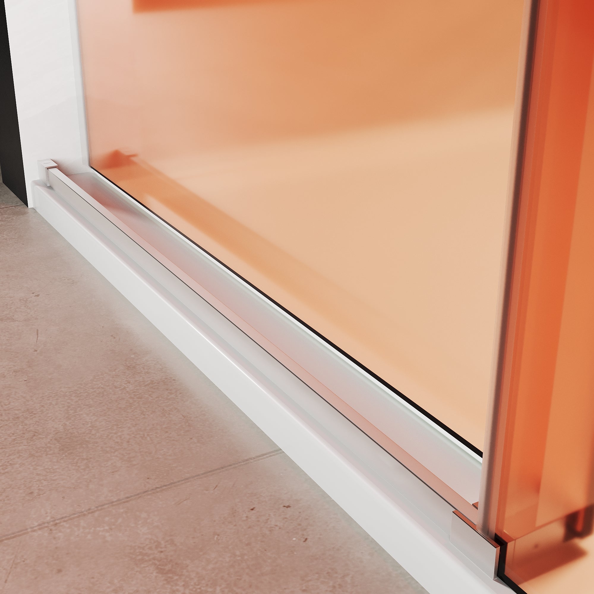 SUNNY SHOWER Custom Gradient Glass Double Sliding Shower Doors, Black Finish / Bright Silver / Brushed Silver