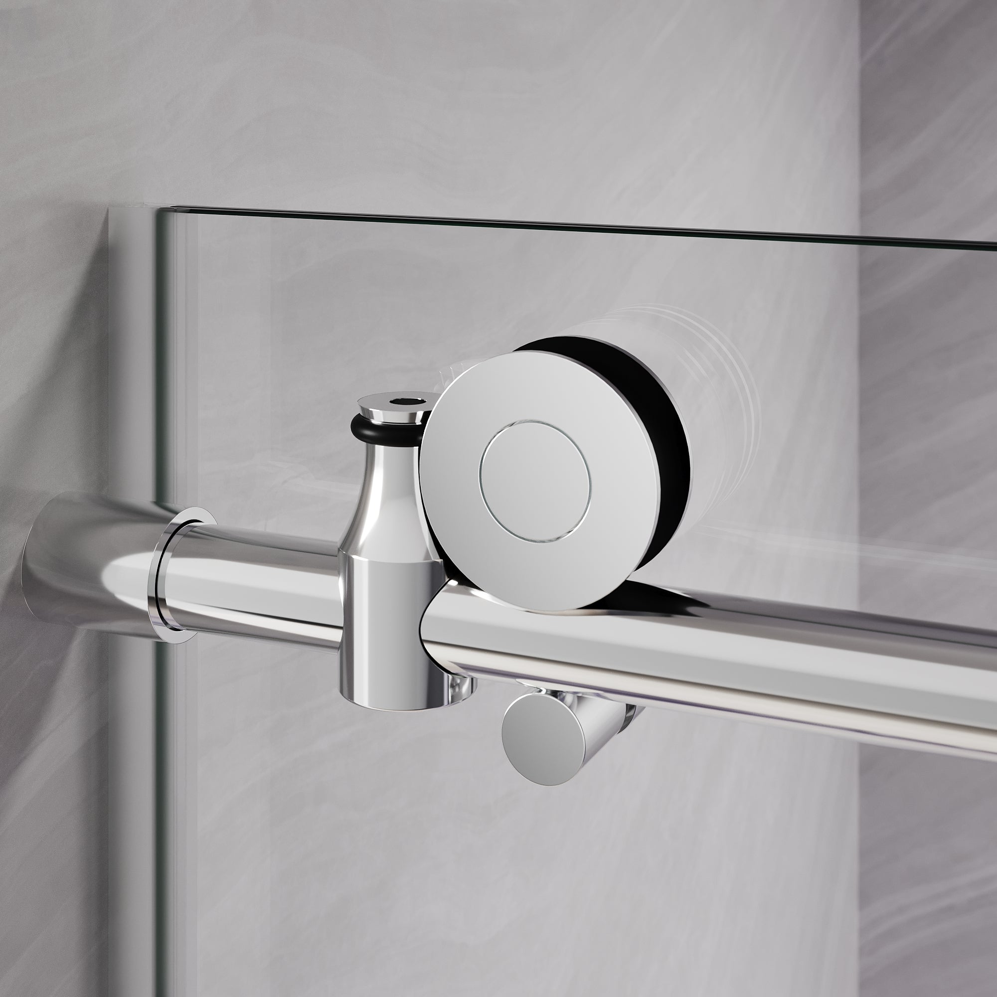 SUNNY SHOWER Custom Gradient Glass Double Sliding Shower Doors, Black Finish / Bright Silver / Brushed Silver