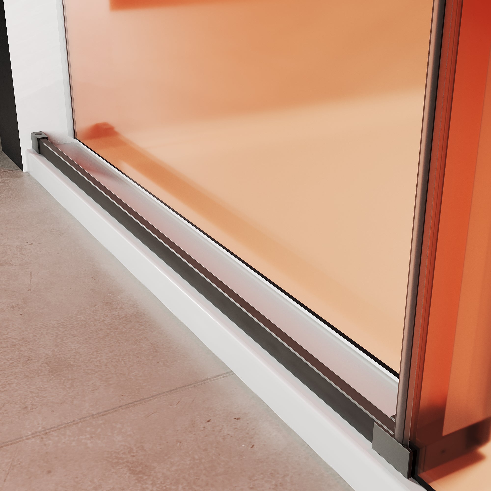 SUNNY SHOWER Custom Gradient Glass Double Sliding Shower Doors, Black Finish / Bright Silver / Brushed Silver