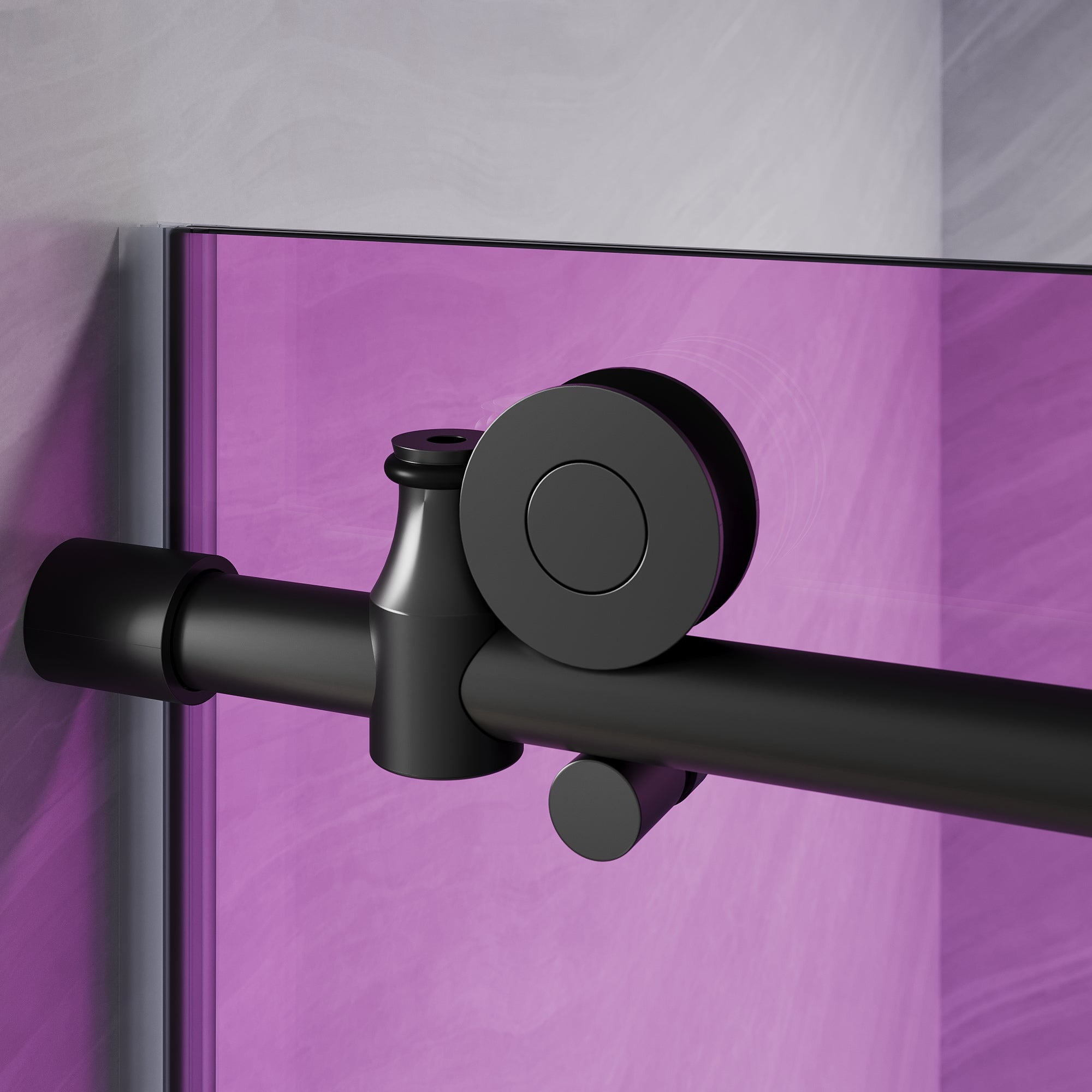 SUNNY SHOWER Custom Gradient Glass Double Sliding Shower Doors, Black Finish / Bright Silver / Brushed Silver