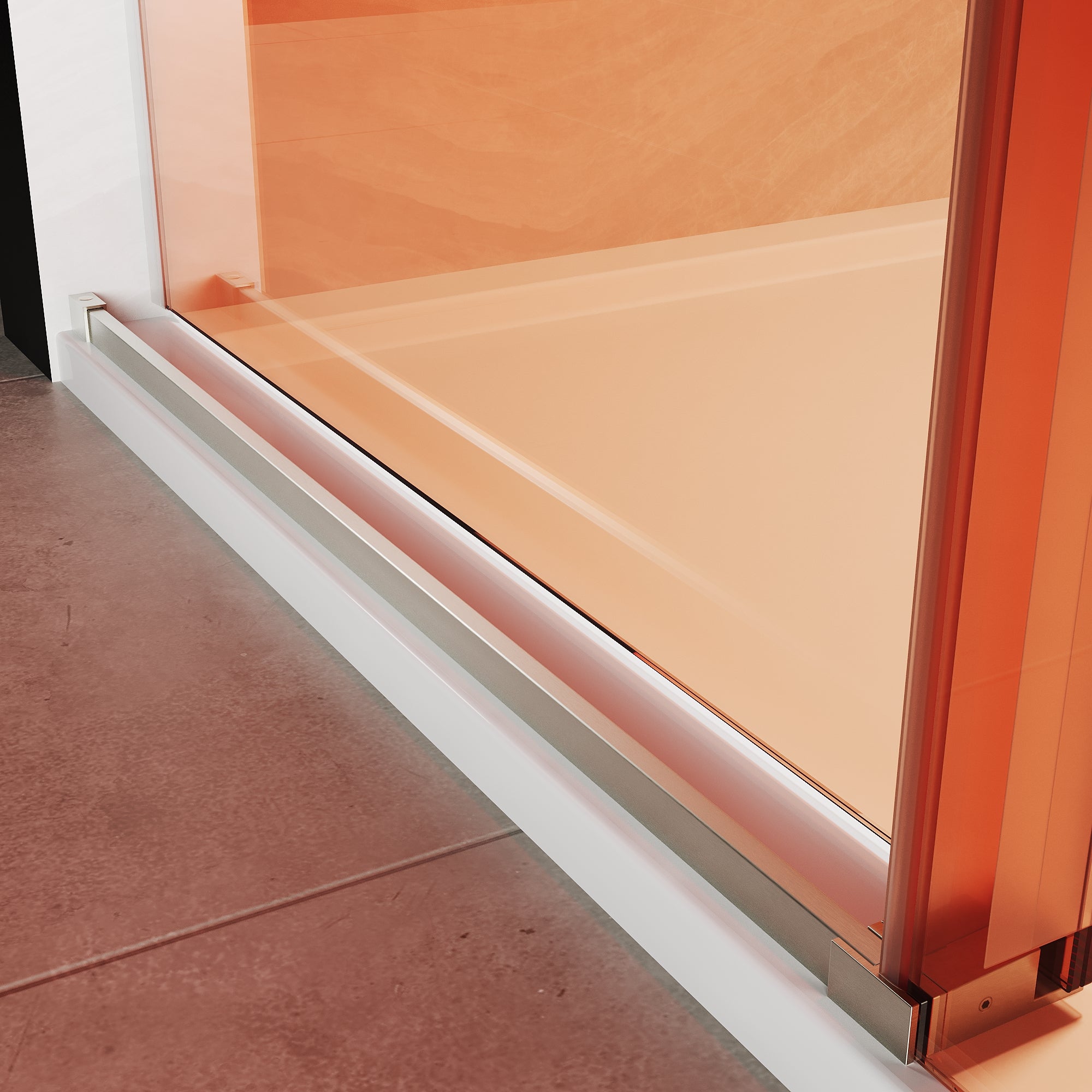 SUNNY SHOWER Custom Gradient Glass Double Sliding Shower Doors, Black Finish / Bright Silver / Brushed Silver