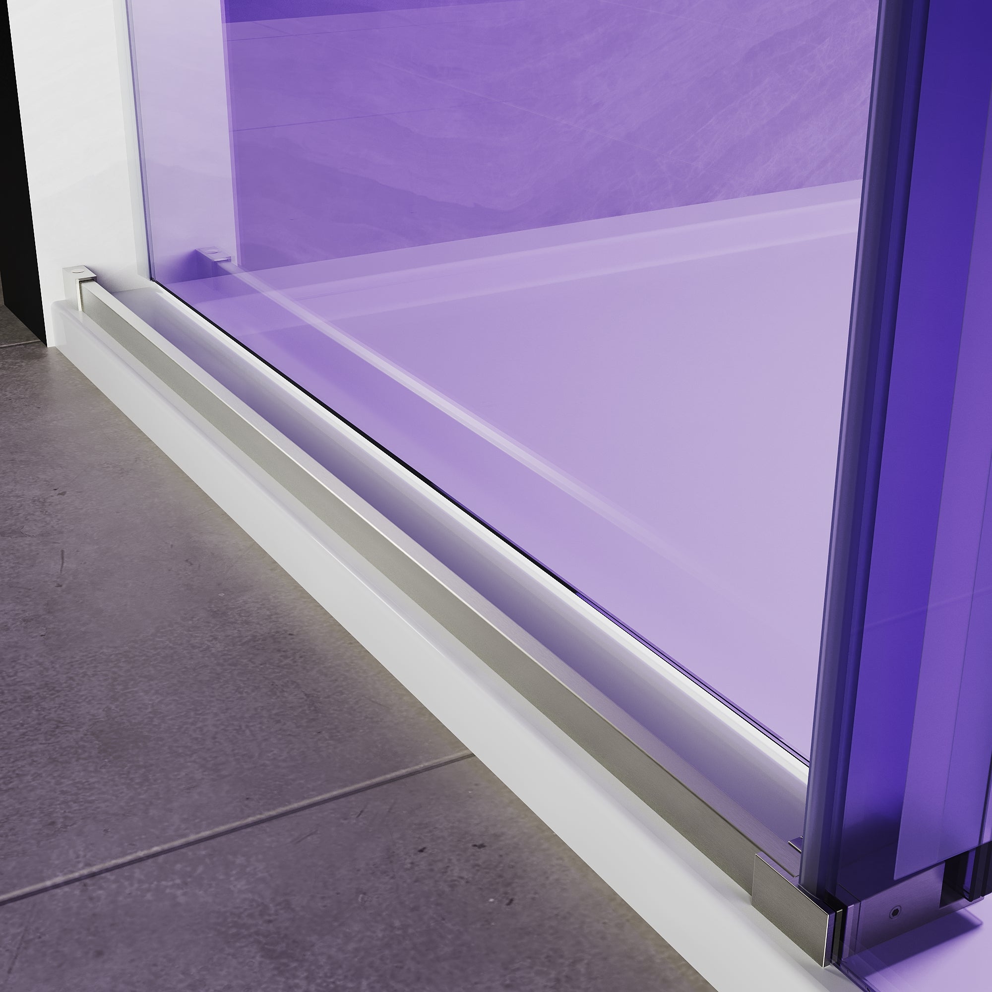 SUNNY SHOWER Custom Gradient Glass Double Sliding Shower Doors, Black Finish / Bright Silver / Brushed Silver