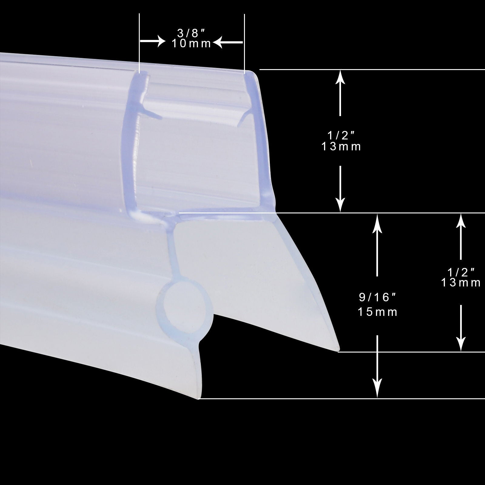 SUNNY SHOWER  Shower Door Bottom Seal Strips Fit 3/8 in. Frameless Shower Door