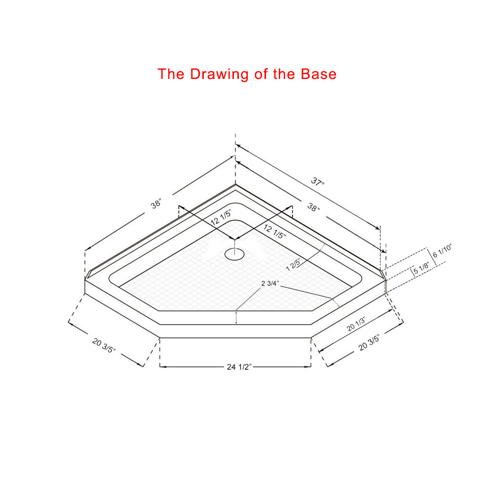The shower base size chart suitable for this enclosure