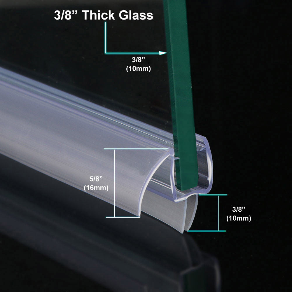 SUNNY SHOWER Transparent Bottom Sweep Seal Wipe Drip Rail Fit 3/8 in. Frameless Shower Door
