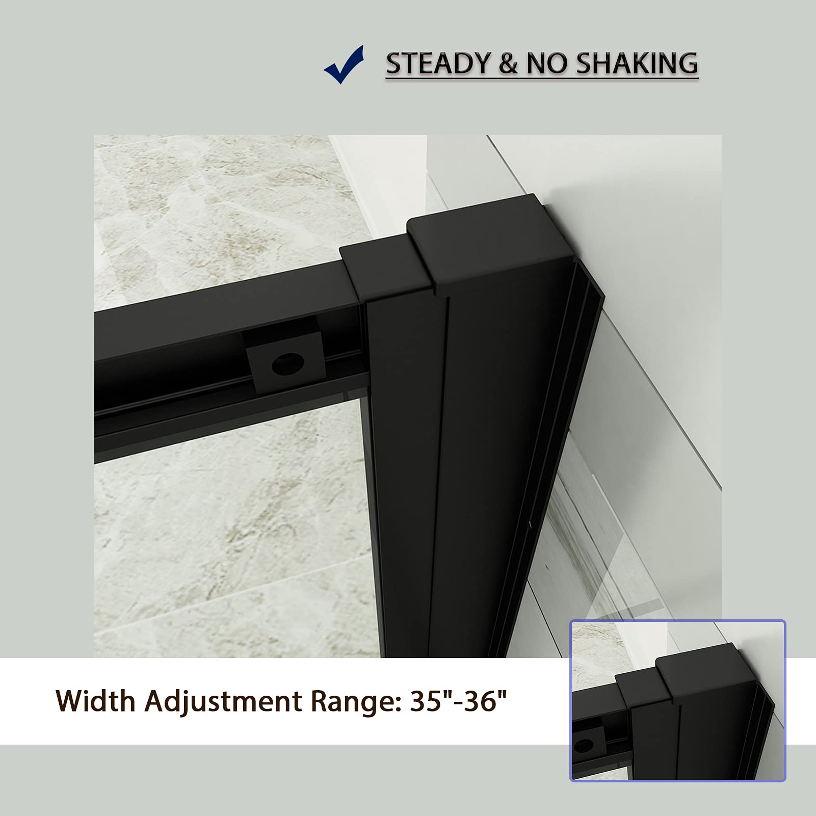 The framed square shape also makes it more sturdy and stable. steady no shaking, width adjustment range:35"-36"