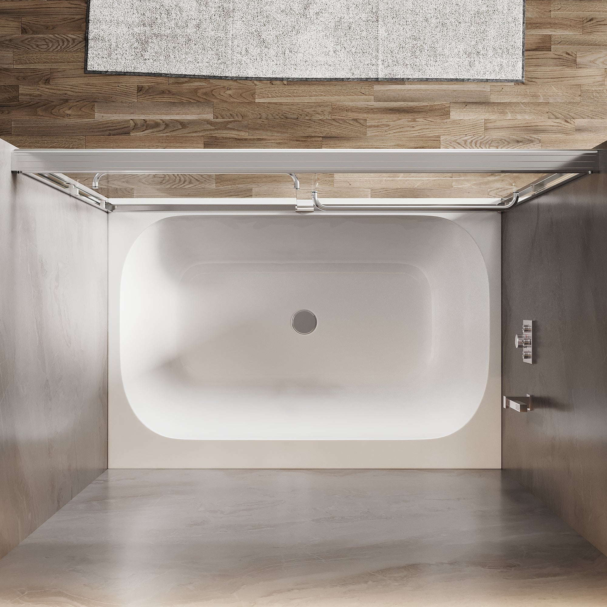 Sunny Shower Double Sliding Bathtub Door 60 in.W x 57 in.H Framed with 1/4 in. Clear Tempered Glass