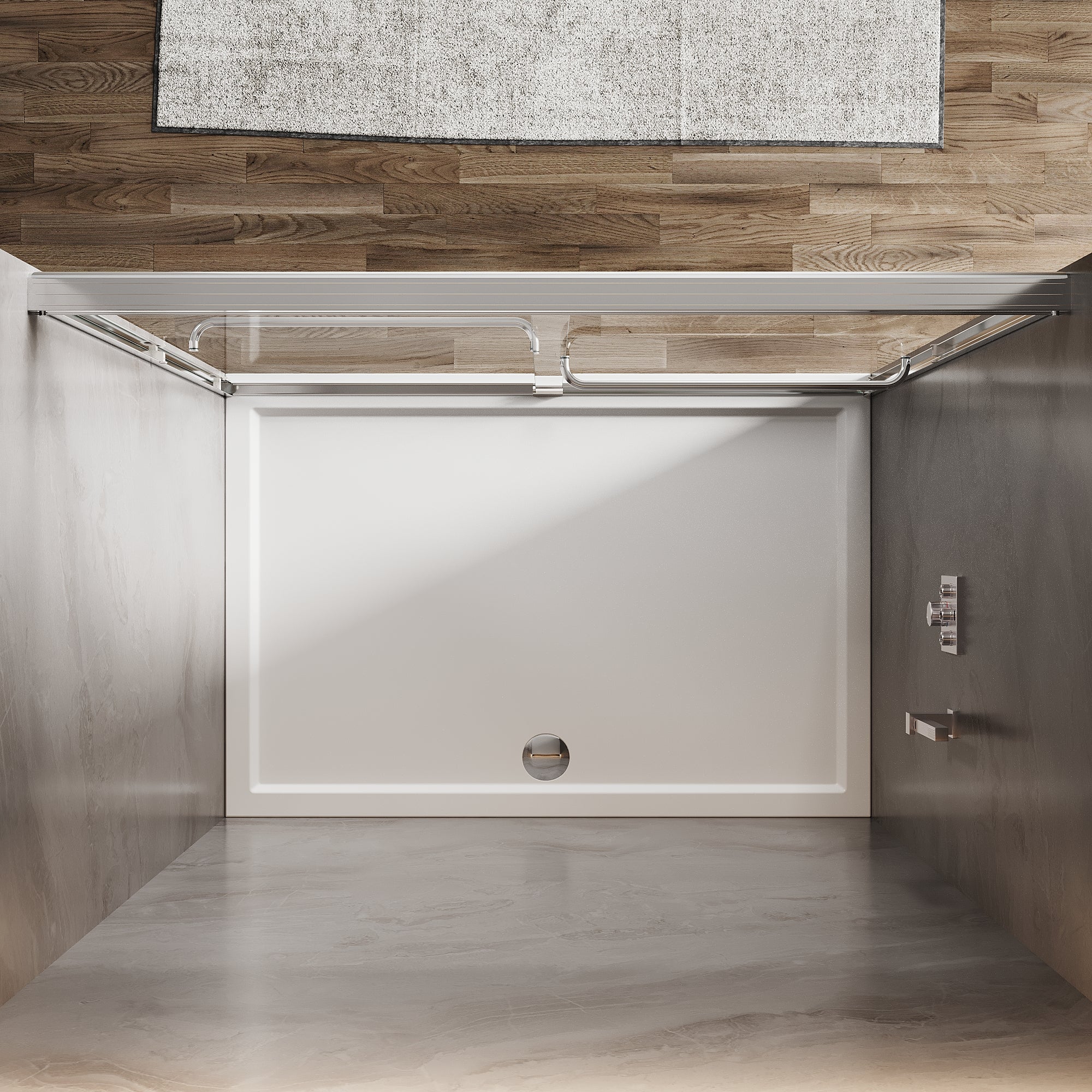 Sunny Shower 60 in.W x 72 in.H Double Sliding Shower Door  Framed with 1/4 inch Clear Tempered Glass