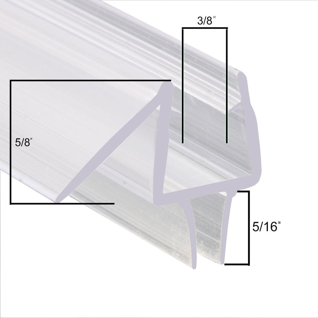 SUNNY SHOWER Transparent Bottom Sweep Seal Wipe Drip Rail Fit 3/8 in. Frameless Shower Door