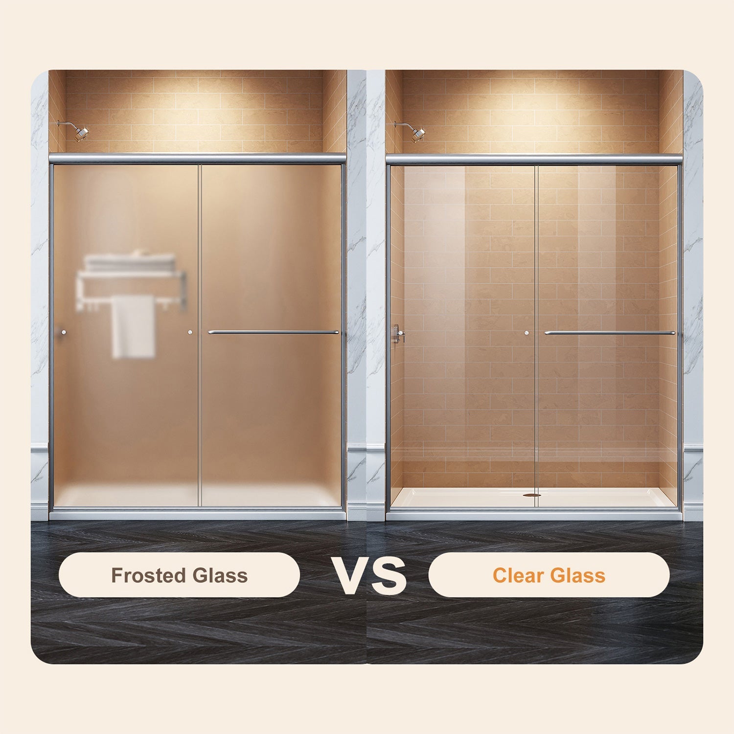  Both two glass panels can slide from "right" or "left", with the door handle and knobs, convenient to go in/out.
