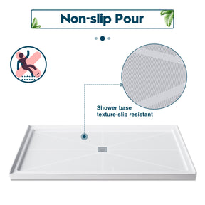 Anti-slip granules design in shower base surface, prevent you falling while not wearing shoes.