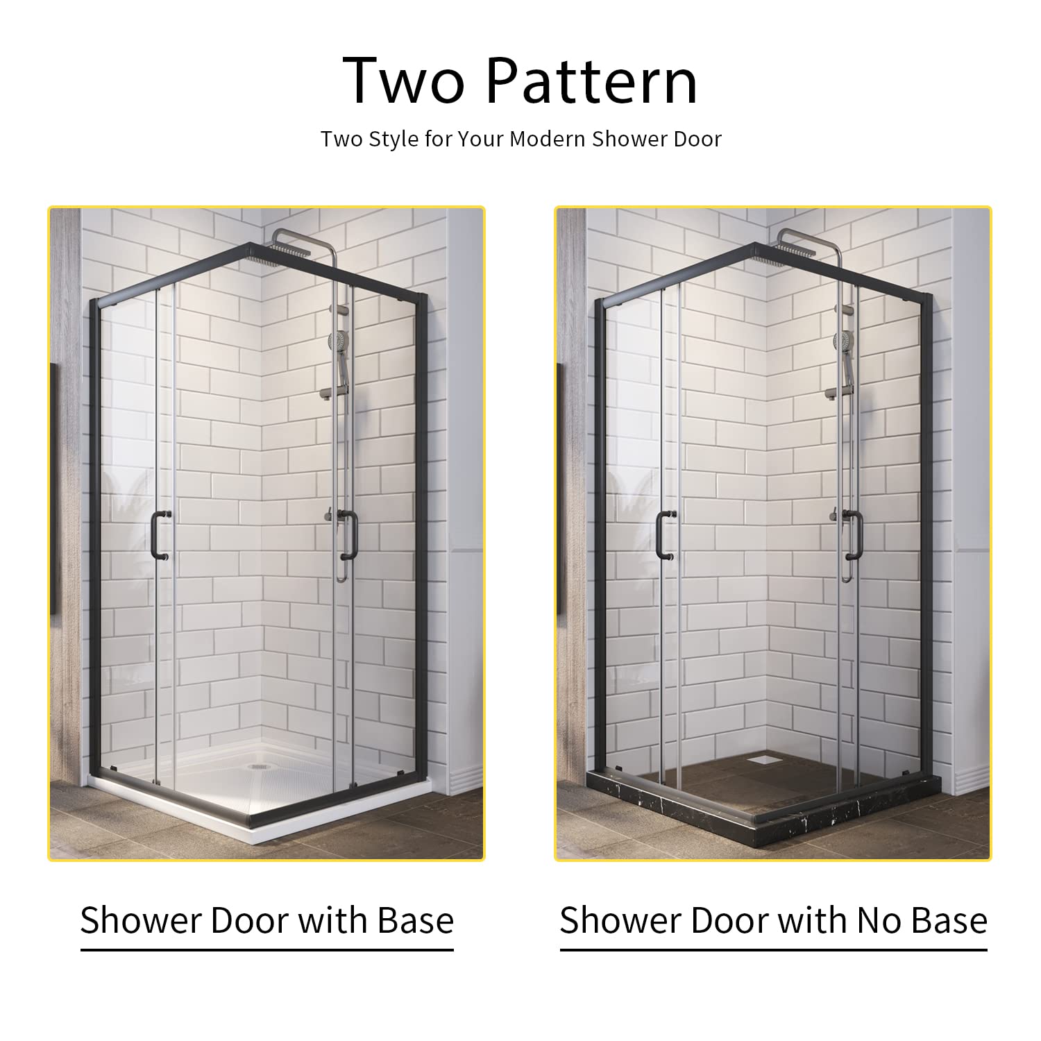 SUNNY SHOWER 36 in. W x 36 in. D x 72 in. H Black Finish Corner Entry Enclosure With Sliding Doors And White Square Base