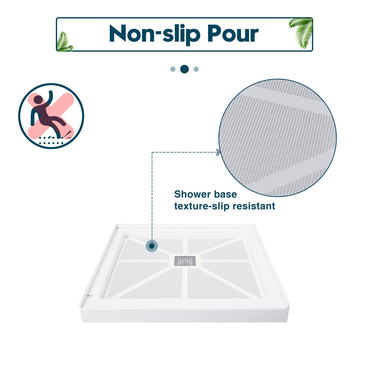 Non-slip Pour, Shower Base texture-slip resistant