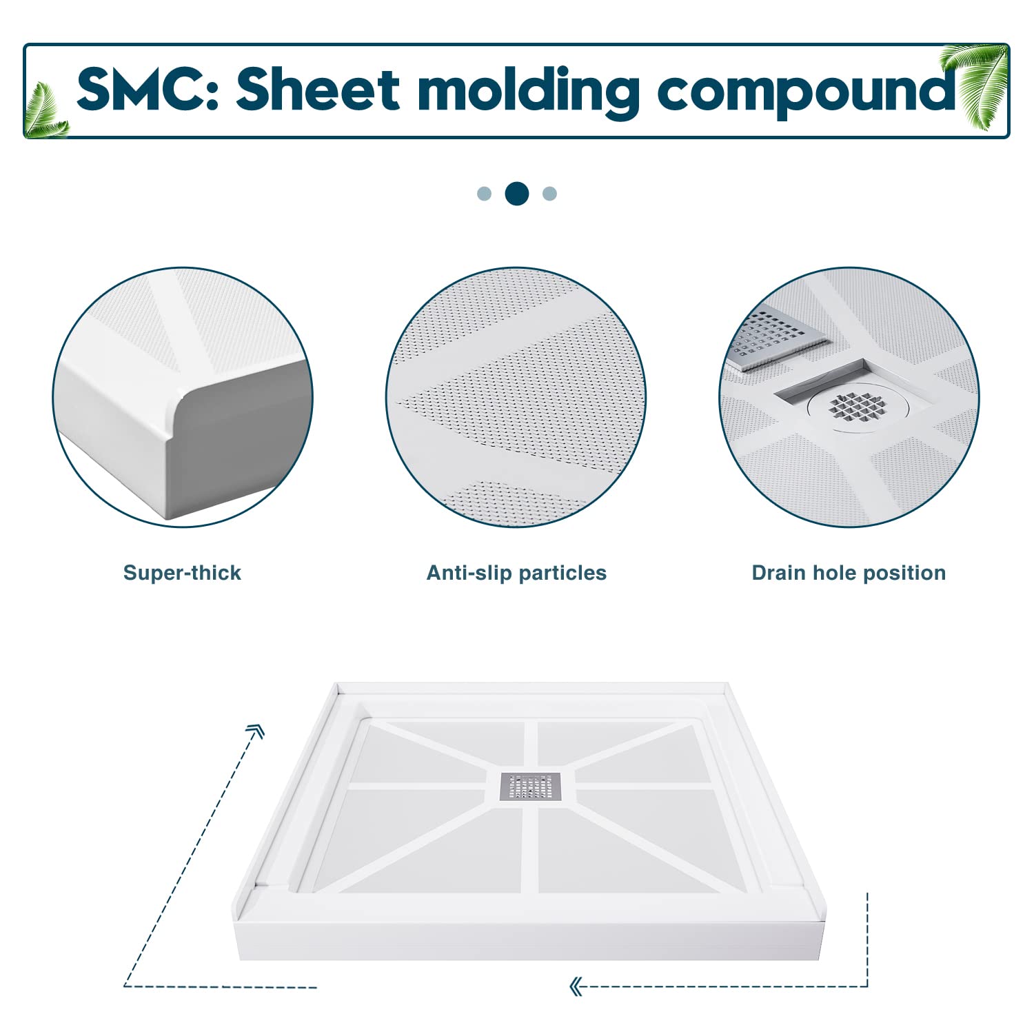 SMC: Sheet molding compound; Super-thick, Anti-slip-particles, Drain hole position