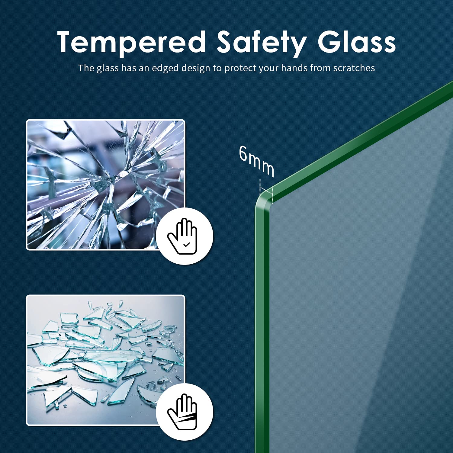 The 1/4-inch thick tempered safety glass provides thorough, shatterproof protection for showering comfortably and safely