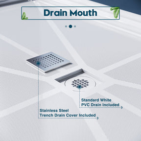 Drain mouth（stainless steel trench drain cover included）（standard white pvc drain included）