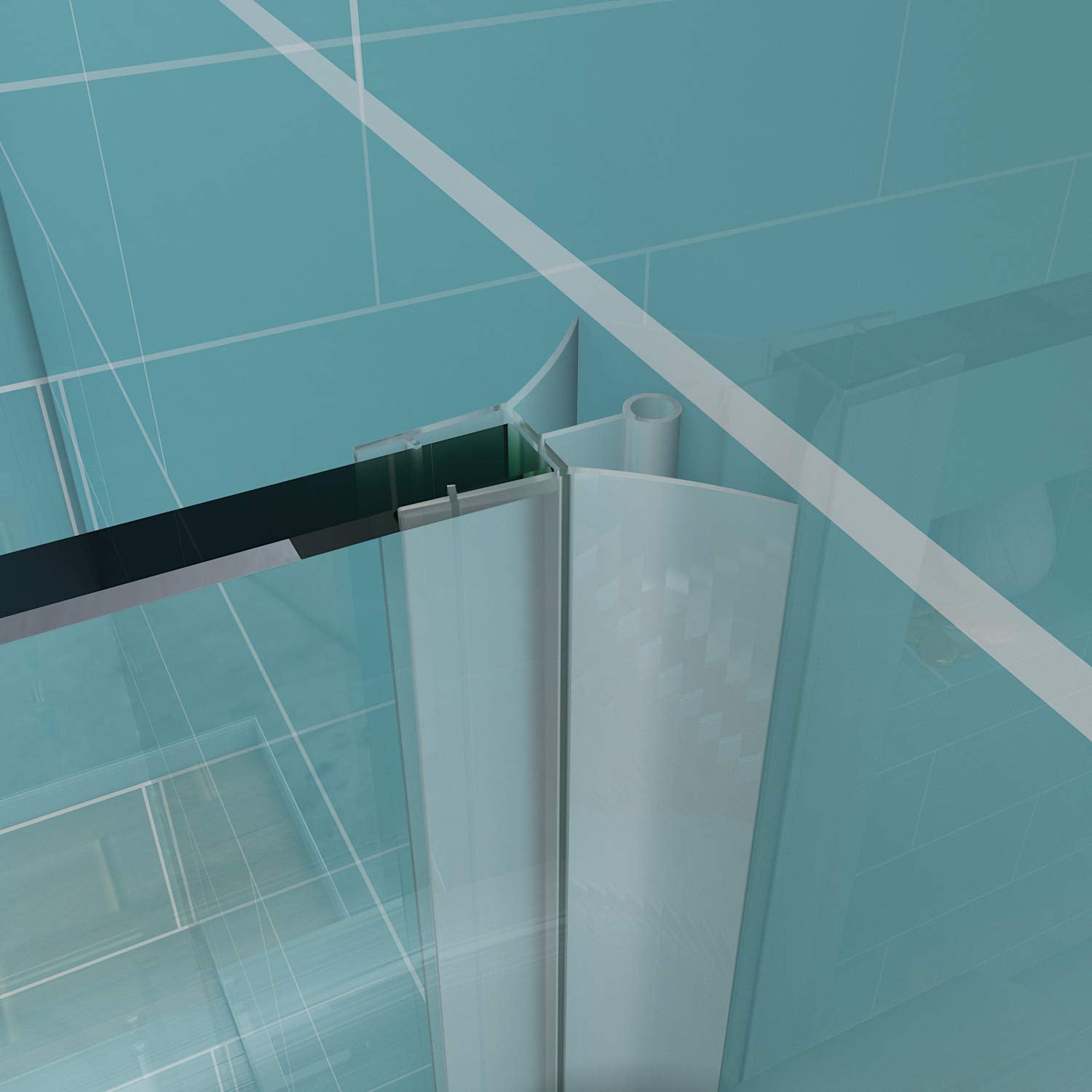SUNNY SHOWER 60 in. W x 62 in. H Frameless Bathtub Sliding Doors Detail - SUNNY SHOWER