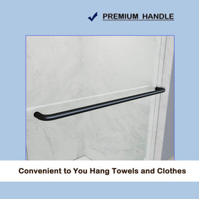 an exterior towel bar makes it easy to hang your clothes and towels. Glass hinges resist rust and durable.