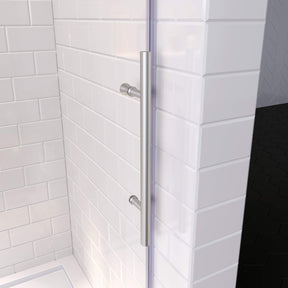 SUNNY SHOWER 64 in. W x 72 in. H Frameless Brushed Nickel Finish Sliding Shower Doors Handle