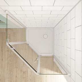 SUNNY SHOWER 38 in. W x 38 in. D x 3 in. H White Corner Drain Diamond Bases Overhead View