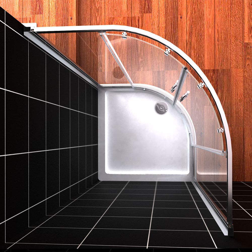 SUNNY SHOWER 38 in. D x 38 in. W x 3 in. H White Acrylic Quadrant Base Corner Shower Drain Included - SUNNY SHOWER