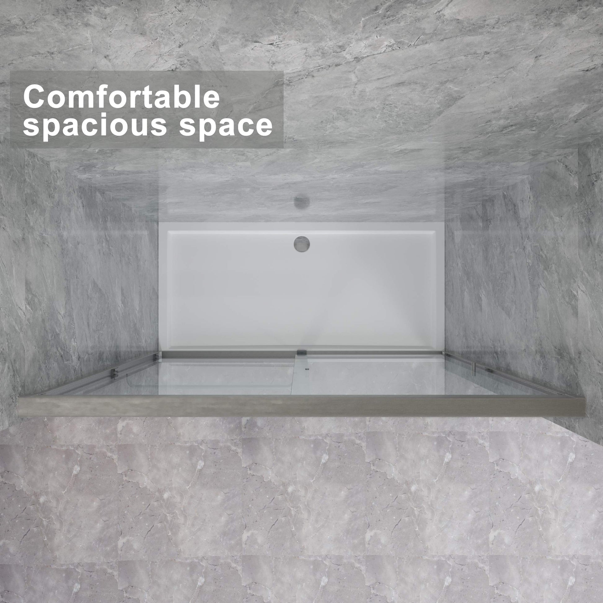 SUNNY SHOWER 60 in. W x 72 in. H Brushed Nickel Finish Double Sliding Shower Doors - SUNNY SHOWER