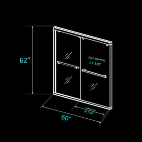 Sunny Shower Framed Sliding Shower Tub Glass Doors Size Description
