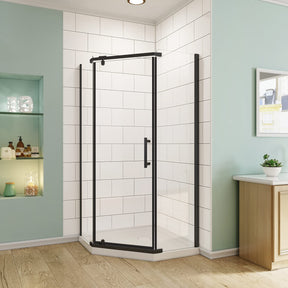 SUNNY SHOWER Pivot Enclosures With Pivot Door 36.7 in. W x 36.7 in. D x 71.8 in. H Black Finish