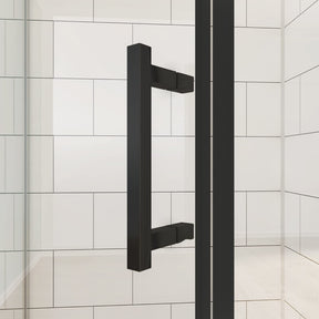 SUNNY SHOWER Pivot Enclosures With Pivot Door 36.7 in. W x 36.7 in. D x 71.8 in. H Black Finish Handle
